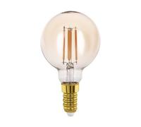 Eglo E14 LED, lampadina a forma di globo, illuminazione retrò vintage color ambra, 4 Watt (equivalente a 32 Watt), 350 lumen, luce bianco caldo, 2200k, lampadina Edison G60, Ø 6 cm