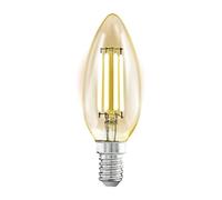 Eglo E14 LED, lampadina dorata vintage a forma di candela, illuminazione retro a vintage, 4 Watt (equivalente 26 Watt), 270 Lumen, luce bianco caldo, 1700k, lampadina Edison C35, Ø 3,5 cm