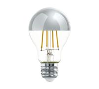 Eglo E27 LED, lampadina a specchio color argento, antiabbagliante, 7,5 Watt (equivalente a 60 Watt), 806 lumen, luce bianco caldo, 2700k, con riflettore, lampadina Edison A60, Ø 6 cm