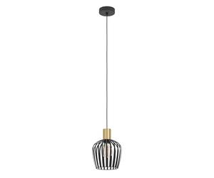 Eglo Empoli Lampadario a 1 luce per il tavolo da pranzo, lampada a sospensione per sala da pranzo, design rétro, in metallo nero e ottone, lampadario con attacco E27