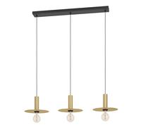 Eglo Escandell - Lampadario a 3 luci per la sala da pranzo, stile New Retro, lampadario in metallo, ottone spazzolato e metallo nero, attacco E27, 95 cm