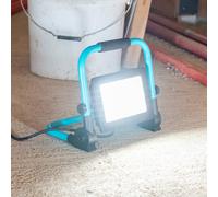 EGLO Faretto da cantiere a LED, illuminazione professionale portatile, in alluminio e plastica, faretto professionale, in turchese e nero, lampada orientabile, IP65, bianco neutro, 4500 lm
