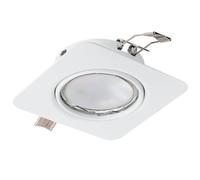 Eglo Faretto da incasso Peneto, spot in acciaio bianco, lampada da incasso con portalampada GU10, lampadina LED inclusa, faretto incasso piatto, orientabile, L x P 8,7 cm