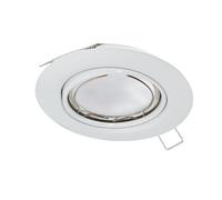 Eglo Faretto da incasso Peneto, spot in acciaio bianco, lampada da incasso con portalampada GU10, lampadina LED inclusa, faretto piatto orientabile, Ø 8,7 cm
