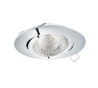 EGLO Faretto da incasso Tedo 1, faretto in alluminio pressofuso cromato, faretto da incasso con attacco GU10, lampadina LED inclusa, faretto piatto, orientabile, Ø 8 cm