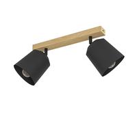 Plafoniera Industrial Pappagallo 2 Luci Legno Marrone E Nero