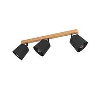 Plafoniera Industrial Pappagallo 3 Luci Legno Marrone E Nero