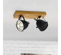 EGLO Faretto da soffitto Gatebeck, legno/nero, a 2 luci, legno EGLO