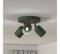 Eglo Tilston - Lampada da soffitto a 3 luci, faretto per soggiorno in acciaio di colore verde scuro, attacco E14