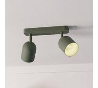 Eglo Tilston - Lampada da soffitto a 2 luci, faretto per soggiorno in acciaio di colore verde scuro, attacco E14