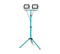 EGLO Faretto LED con treppiede, lampada da lavoro regolabile in altezza in alluminio e plastica, 2 luci in turchese e nero, lampada da officina, orientabile, IP65, bianco neutro, 9000lm