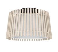 Eglo Fattoria - Lampada da soffitto a incasso, lampada rotonda per il soggiorno in legno chiaro tessuto bianco, lampada da incasso per soggiorno e camera da letto, attacco E27, diametro 38 cm