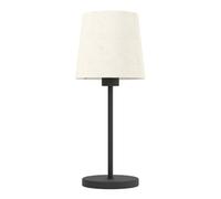 EGLO Febres Lampada da comodino, lampada da tavolo con paralume in tessuto, decorazione per camera da letto e soggiorno, in metallo nero e tessuto bouclé bianco, attacco E27
