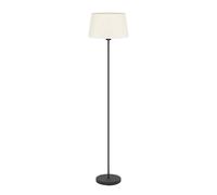Eglo Febres Piantana, lampada a stelo da terra con paralume in tessuto, in metallo nero e tessuto bou ianco, lampada da soggiorno con interruttore a pedale, attacco E27