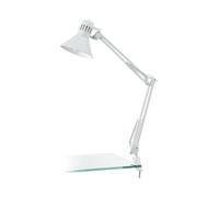 EGLO - FIRMO LAMPADA DA TAVOLO CON MORSETTO IN METALLO BIANCO REGOLABILE E27 1X40W 90872