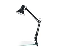 Lampada da tavolo scrivania E27 braccio snodato orientabile con morsetto nera
