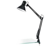 Lampada da tavolo scrivania E27 braccio snodato orientabile con morsetto nera