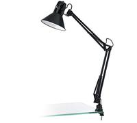 Lampada da tavolo scrivania E27 braccio snodato orientabile con morsetto nera