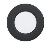 Eglo Fueva 6 Faretto da incasso a LED per bagno, piatto, rotondo, in plastica di colore nero, luce bianca calda e bianca fredda, IP44, diametro 8,6 cm