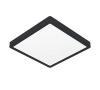 Eglo Fueva 6 Plafoniera a LED, quadrata, lampada da soffitto in plastica di colore nero e bianco, luce bianca calda e fredda, 29 x 29 cm