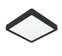 Eglo Fueva 6 Plafoniera a LED, quadrata, lampada da soffitto in plastica di colore nero e bianco, luce bianca calda e fredda, 22 x 22 cm