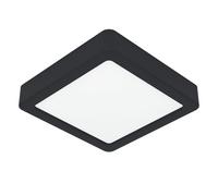 Eglo Fueva 6 Plafoniera a LED, quadrata, lampada da soffitto in plastica di colore nero e bianco, luce bianca calda e fredda, 15 x 15 cm