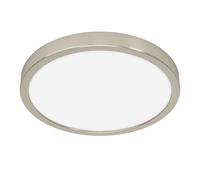 Eglo Fueva 6 Plafoniera a LED, rotonda, lampada da soffitto in metallo colore argento e plastica bianca, luce bianca calda e fredda, IP44, diametro 28 cm