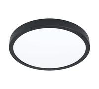 Eglo Fueva 6 Plafoniera a LED, rotonda, lampada da soffitto in plastica di colore nero e bianco, luce bianca calda e fredda, IP44, diametro 28 cm