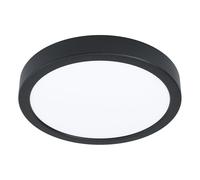 Eglo Fueva 6 Plafoniera a LED, rotonda, per bagno, lampada da soffitto in plastica di colore nero e bianco, luce bianca calda e fredda, IP44, diametro 21 cm
