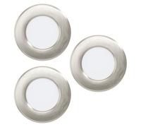 Eglo Fueva 6 Set di 3 faretti da incasso a LED, rotondi, da soffitto, in plastica di colore argento e bianco, luce bianca calda e bianca fredda, diametro 8,6 cm