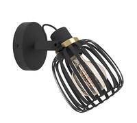 Eglo Lampada da parete Girona – Applique con faretto orientabile, E27, metallo nero/ottone