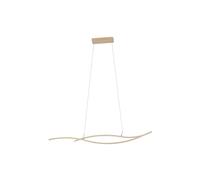 EGLO Grisolia Lampadario a LED, lampada a sospensione per tavolo da pranzo, per sala da pranzo e soggiorno, in metallo e plastica effetto legno, luce bianca calda, 140 cm