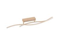 EGLO Grisolia Plafoniera a LED, lampada da soffitto curva, in metallo nero e plastica con effetto legno, luce bianca neutra, L 84,9 cm