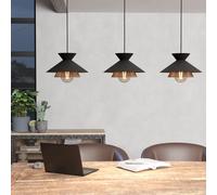 Lampadario A Sospensione Vintage Grizedale Acciaio Nero Ottone 3 Luci E27