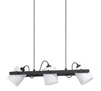 Lampadario A Sospensione Vintage Hornwood 1 Acciaio Nero Legno 3 Luci E27