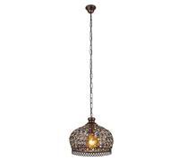 Lampadario A Sospensione Vintage Jadida Acciaio Rame Anticato Vetro 1 Luce E27