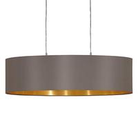 Eglo La lampada a sospensione Maserlo, lampada a sospensione in tessuto a due punti luce, lampada a sospensione ovale in acciaio e tessuto, nichel opaco, cappuccino, oro, attacco E27, L 78 cm