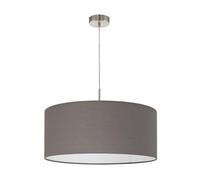 Eglo La lampada a sospensione Pasteri, lampada a sospensione in tessuto a uno punto luce, lampada appesa in acciaio e tessuto, nichel opaco, antracite e marrone, E27, diametro 53 cm