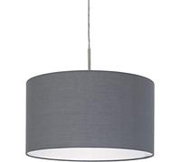 EGLO La lampada a sospensione Pasteri, lampada a sospensione tessile a uno punto luce, lampada appesa in acciaio e tessuto, nichel opaco, grigio, E27, diametro 38 cm