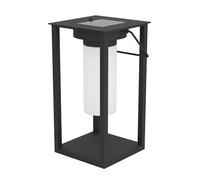 EGLO Lampada a LED da tavolo Usigni, lampada a energia solare per esterni, decorazione per balcone e patio, luce per giardino, lanterna a energia solare in plastica nera, IP44