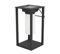 EGLO Lampada a LED da tavolo Usigni, lampada a energia solare per esterni, decorazione per balcone e patio, luce per giardino, lanterna a energia solare in plastica nera, IP44