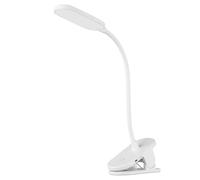 EGLO Lampada a morsetto a LED Raizal, lampada a morsetto a batteria per letto, lampada da comodino a morsetto, touch dimmerabile in gradini, lampada da lettura bloccabile in plastica, colore bianco,