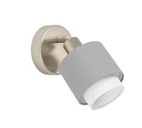 Eglo Lampada a muro Bellizzi, lampada per interni con faretto regolabile, tessuto argento, grigio e bianco, lampada a muro per soggiorno e camera da letto, attacco E14