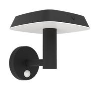 EGLO Lampada a muro LED per esterni Dreoli, lampada solare per esterni con rilevatore di movimento, plastica nera, illuminazione per esterni, IP44
