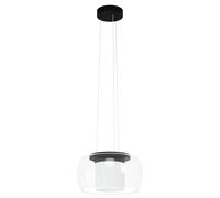 Eglo lampada a sospensione a LED Briaglia-c, dimmerabile per sala da pranzo, su tavolo per smart home, palla di vetro con cilindro interno satinato, struttura in metallo nero, RGB