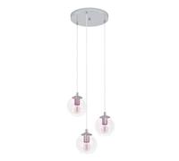 Eglo Lampada a sospensione Ariscani 2, a 3 luci, per tavolo da pranzo, lampadario iridescente, in metallo cromato e vetro, E27, Ø 42,5 cm