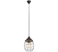 EGLO lampada a sospensione Bampton, lampada a sospensione industriale | vintage in legno e acciaio, lampada da tavolo da pranzo, lampada da soggiorno sospesa in marrone patinato, portalampada E27