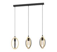 Lampadario Industrial Basildon 3 Luci Metallo Nero E Marrone