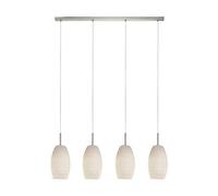 Lampadario A Sospensione Moderno Batista 3 Acciaio Nichel Vetro 4 Luci E27