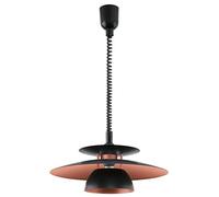Eglo Lampada a sospensione Brenda, lampada a sospensione a 1 luce, lampada da tavolo in metallo e plastica, lampada da pranzo nera e rame, lampada da soggiorno sospesa con portalampada E27, Ø 43 cm